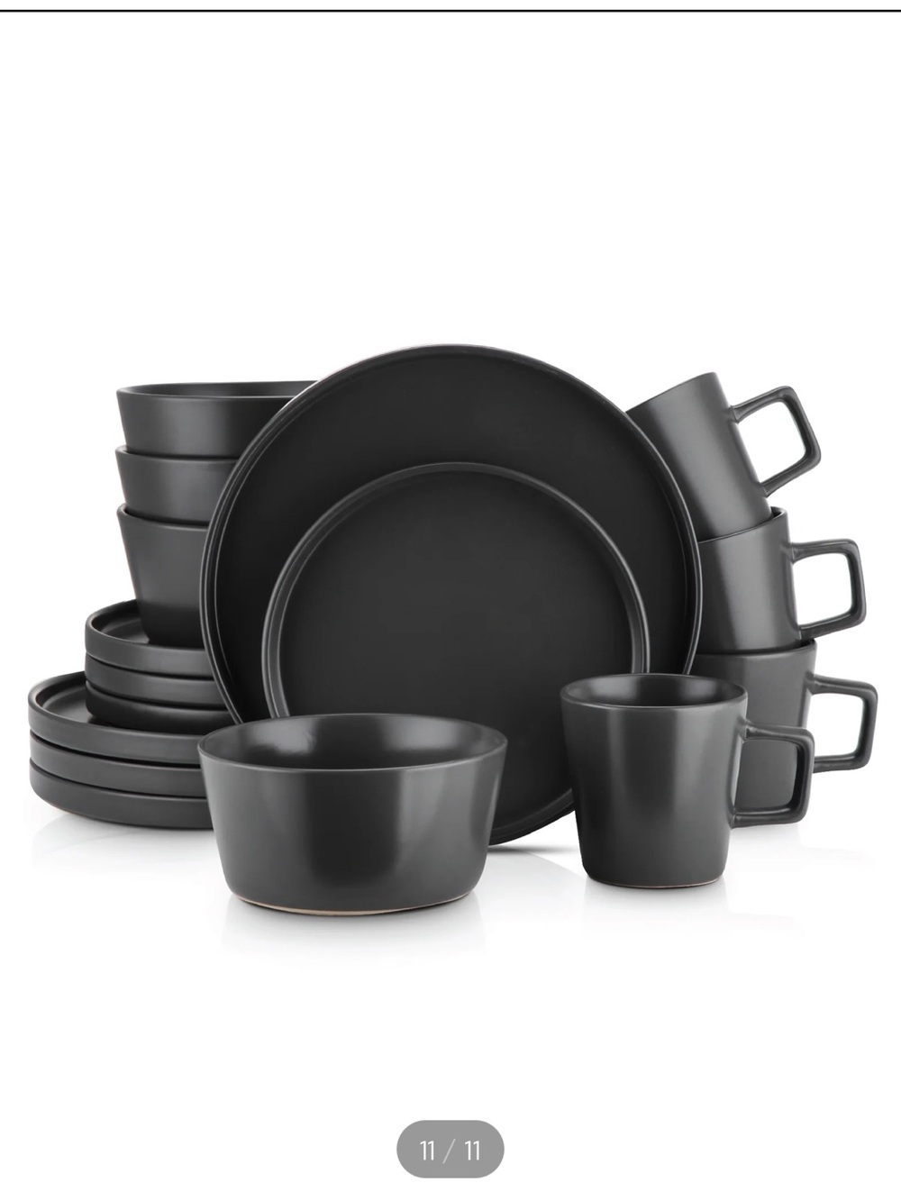 NIB - Stone Lain Celina Stoneware Dinnerware Set - Black Matte